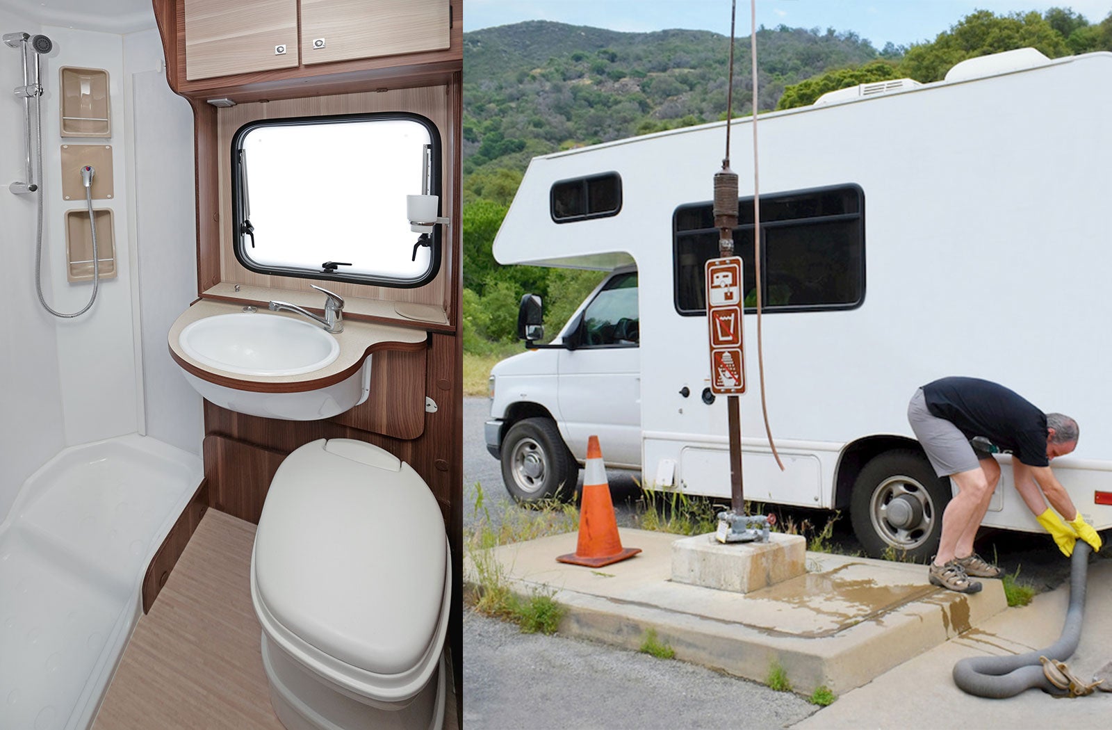 Portable RV/camper toilet and holding tank setup in Warsaw, Indiana