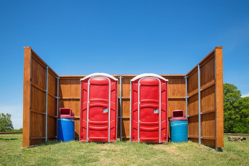 Short-term porta potty units staged for delivery in Warsaw, Indiana